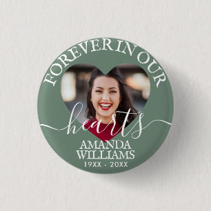 Personalized Heart Photo Memorial 1 Inch Round Button