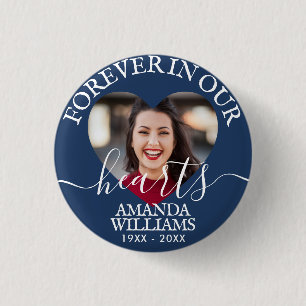 Personalized Heart Photo Memorial 1 Inch Round Button