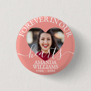 Personalized Heart Photo Memorial 1 Inch Round Button
