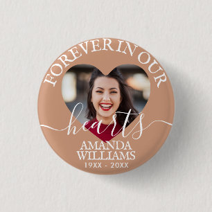 Personalized Heart Photo Memorial 1 Inch Round Button