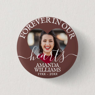 Personalized Heart Photo Memorial 1 Inch Round Button