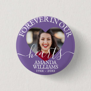 Personalized Heart Photo Memorial 1 Inch Round Button