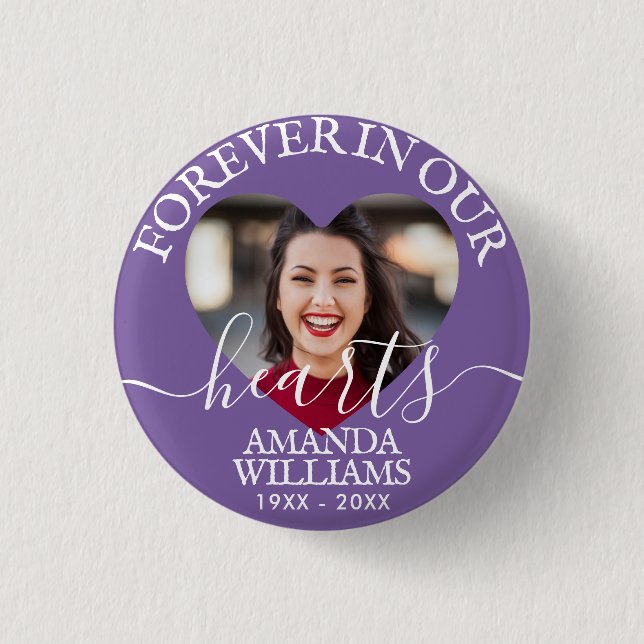 Personalized Heart Photo Memorial 1 Inch Round Button (Front)