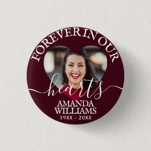 Personalized Heart Photo Memorial 1 Inch Round Button