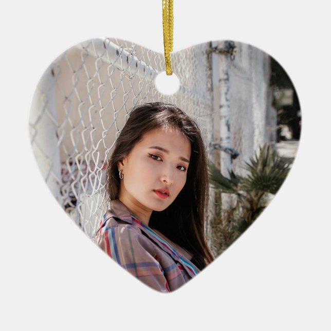 Personalized Heart Photo Ornament Birthday Message (Front)