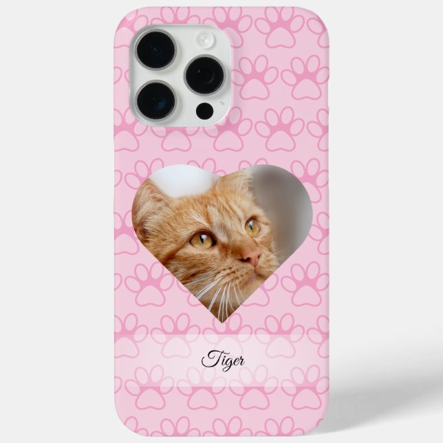 Personalized Heart Photo Paw Print Case-Mate iPhone Case (Back)