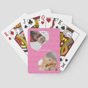 Personalized Heart Photo Paw Print Playing Cards