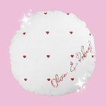 Personalized Heart Pillow for Couples<br><div class="desc">Celebrate love and cherish your special moments with our "Customizable Love Heart Pillow". Perfect for Valentine's Day, anniversaries, or as a thoughtful gift for the newlyweds, this white pillow adorned with romantic red hearts adds a touch of elegance and warmth to any space. On the right side, the pillow features...</div>