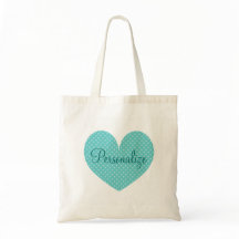 Personalized heart polka dots pattern tote bag