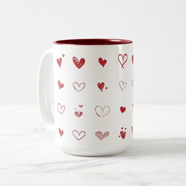 Personalized Heart Printed Coffee Mug (Front Left)