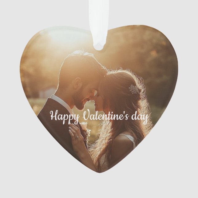 Personalized Heart-Shape Valentin Acrylic Ornament (Front)