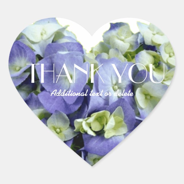 Personalized Heart-shaped Hydrangea Thank You Heart Sticker (Front)
