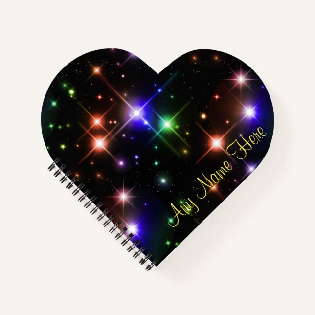 Personalized Heart Shaped Notebook with Stars (Front)