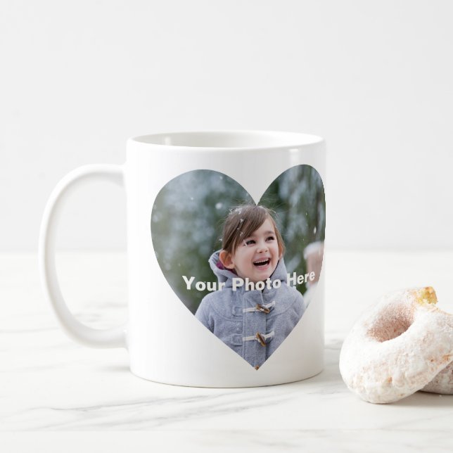 Personalized Heart-Shaped Photo Mug (With Donut)