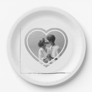Personalized Heart Shaped Photo Wedding Paper Plate