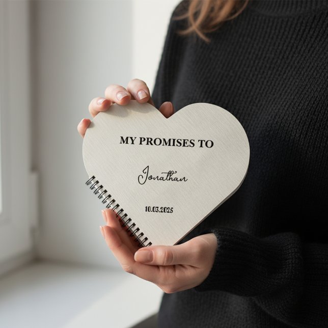 Personalized Heart-Shaped Vow Book| My Promises to Notebook (Personalized heart-shaped notebook to capture wedding vows, promises, and special moments.)