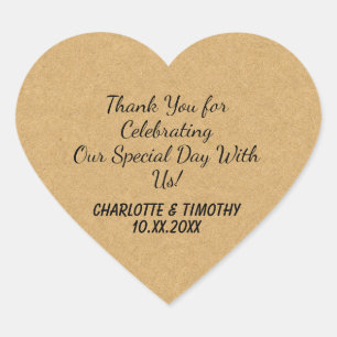 Personalized Heart Shaped Wedding Guest Favour Sticker