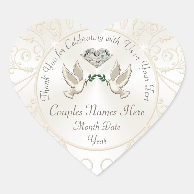 Personalized Heart Shaped Wedding Stickers, Love B Heart Sticker (Front)