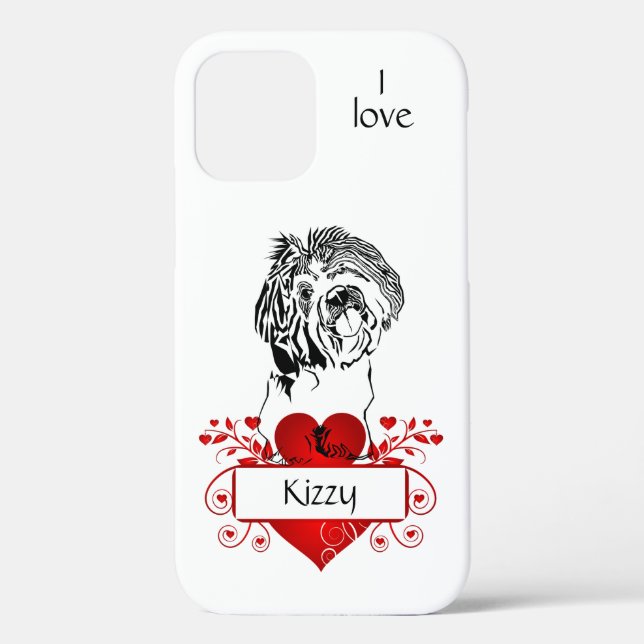 Personalized Heart/Shih Tzu Apple iPhone Case (Back)