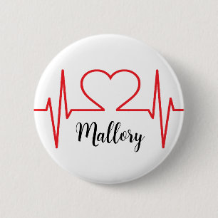 Personalized Heart Simple Medical 2 Inch Round Button