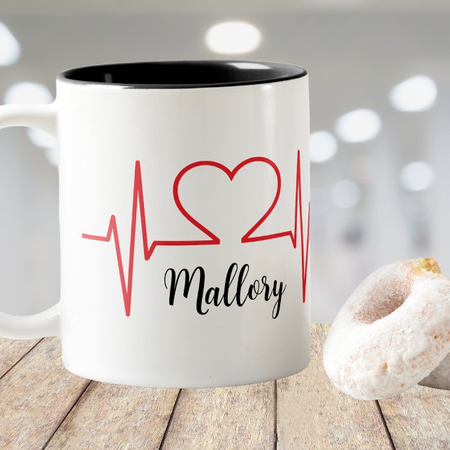 Personalized Heart Simple Medical Two-Tone Coffee Mug (Creator Uploaded)