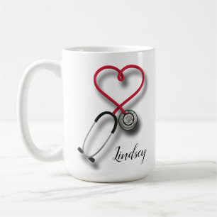personalized heart stethoscope coffee mug
