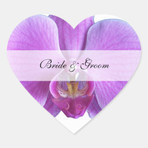 Personalized Heart Stickers Wedding -- Orchid