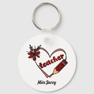 Personalized Heart Teacher Valentine's Day Keychain