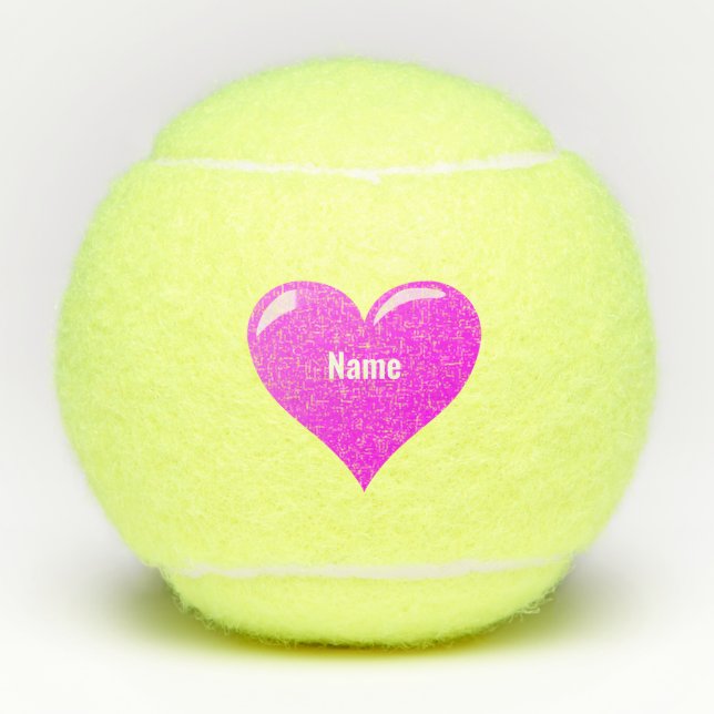 Personalized Heart Tennis Balls with Custom Name (Front)