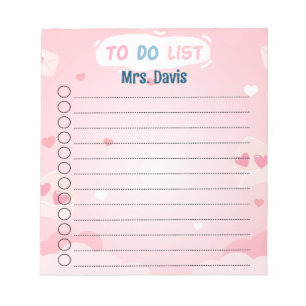 Personalized Heart Themed To-Do List Notepad