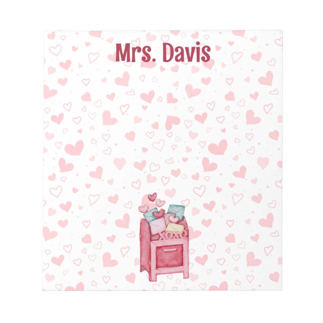 Personalized Heart-themed Valentine's Day Notepad (Front)