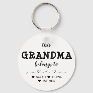 Personalized Heart This Grandma Belongs to Keychain