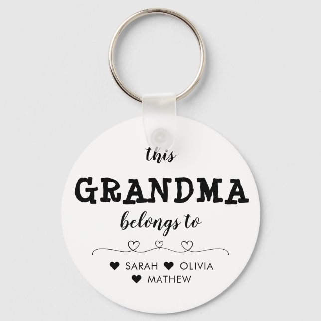 Personalized Heart This Grandma Belongs to Keychain (Front)