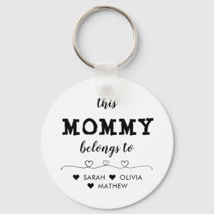 Personalized Heart This Mommy Grandma Belongs to Keychain