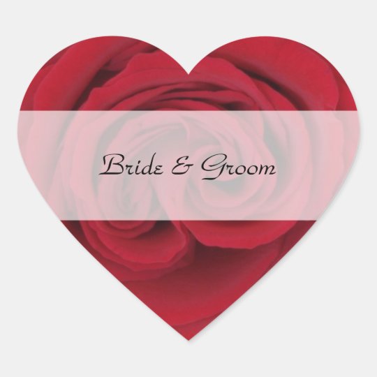 Personalized Heart Wedding Stickers -- Red Rose
