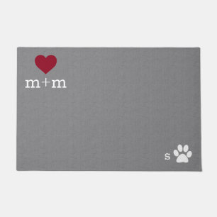 Personalized Heart Welcome Grey Pet Mat
