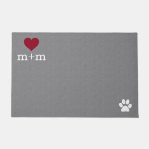 Personalized Heart Welcome Grey Pet Mat