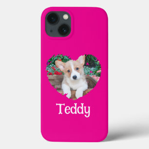 Personalized Heart with Paw Prints & Photo iPhone 13 Case