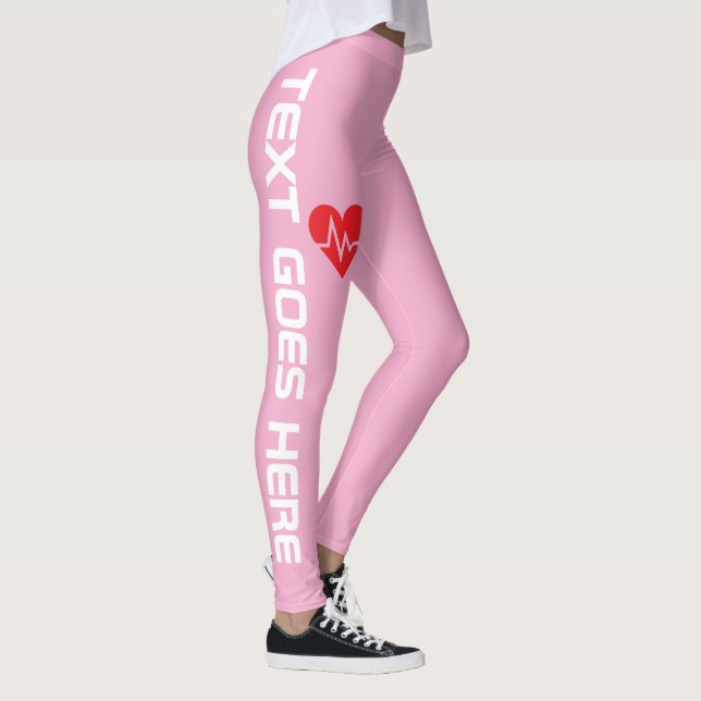 Personalized Heartbeat over Pink Leggings (Right)