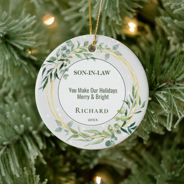 Personalized Heartfelt Son In Law Ceramic Ornament (Tree)