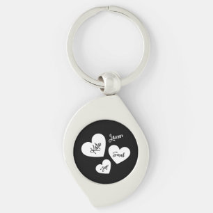 Personalized Hearts Black & White Mother's Keychain
