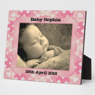 Personalized Hearts Frame Baby Photo Plaque