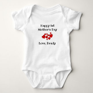 Personalized Hearts Happy First Mother's Day Gift Baby Bodysuit