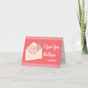 Personalized Hearts I Love You Valentines Day Card