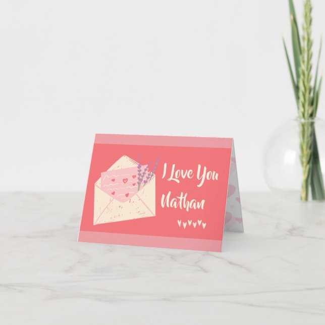 Personalized Hearts I Love You Valentines Day Card (Front)