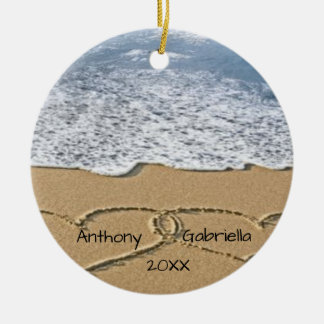 Personalized Hearts In The Sand Ornament