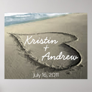 Personalized Hearts in the Sand Wedding Gift Poster