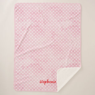 Personalized Hearts on Pink Sherpa Blanket