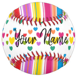 Personalized Hearts Softball by HAMbyWG