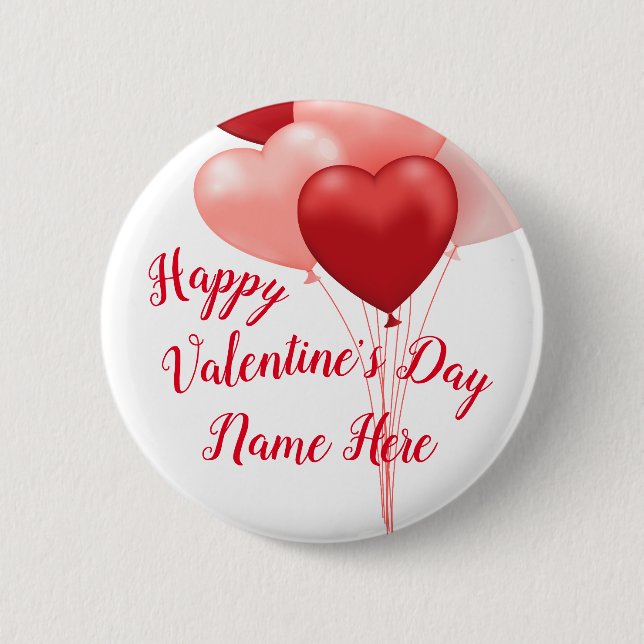 Personalized Hearts Valentine's Day Button (Front)